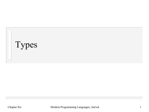 Types Chapter Six Modern Programming Languages, 2nd ed. 1