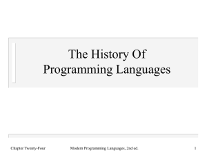 The History Of Programming Languages Chapter Twenty-Four Modern Programming Languages, 2nd ed.