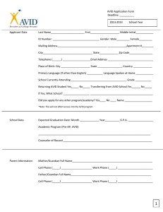 AVID Application Form Deadline: __________ 2013-2014