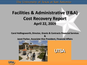 Facilities &amp; Administrative (F&amp;A) Cost Recovery Report April 22, 2009