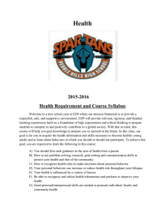 Health  2015-2016 Health Requirement and Course Syllabus