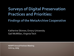 Katherine Skinner, Emory University Gail McMillan, Virginia Tech NDIIPP Annual Partners Meeting