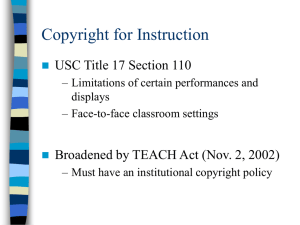 Copyright for Instruction USC Title 17 Section 110
