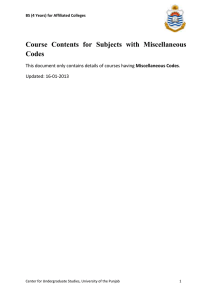 Course  Contents  for  Subjects  with ... Codes  Miscellaneous Codes