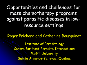 Opportunities and challenges for mass chemotherapy programs against parasitic diseases in low-