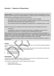 – Statement of Requirement Schedule 1