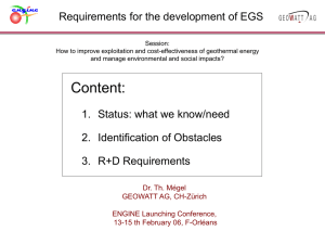 Requirements for the development of EGS