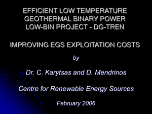 EFFICIENT LOW TEMPERATURE GEOTHERMAL BINARY POWER LOW-BIN PROJECT - DG-TREN