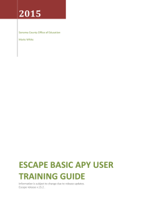 2015 ESCAPE BASIC APY USER TRAINING GUIDE