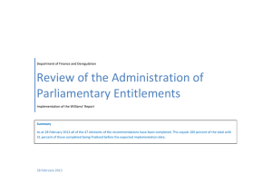 Review of the Administration of Parliamentary Entitlements