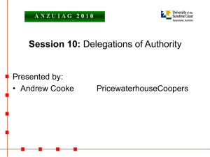 Session 10: Presented by: • Andrew Cooke PricewaterhouseCoopers