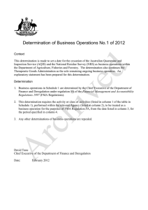 Determination of Business Operations No.1 of 2012