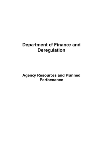 Department of Finance and Deregulation Agency Resources and Planned