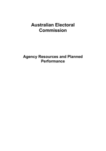 Australian Electoral Commission  Agency Resources and Planned