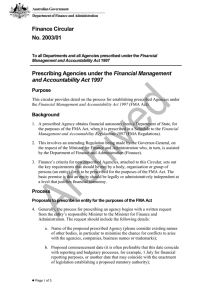Finance Circular No. 2003/01 Financial Management and Accountability Act 1997