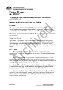 Finance Circular No. 2009/07 Issuing and Exercising Drawing Rights