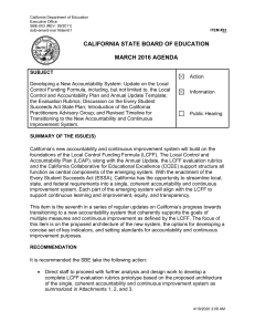 CALIFORNIA STATE BOARD OF EDUCATION MARCH 2016 AGENDA