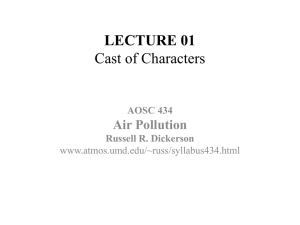LECTURE 01 Cast of Characters Air Pollution AOSC 434