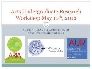 Arts Undergraduate Research Workshop May 10 , 2016 th