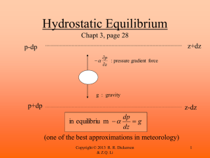 Hydrostatic Equilibrium  Chapt 3, page 28 z+dz