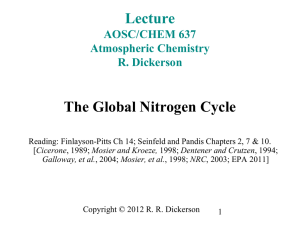 Lecture The Global Nitrogen Cycle AOSC/CHEM 637 Atmospheric Chemistry