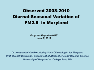 Observed 2008-2010 Diurnal-Seasonal Variation of PM2.5  in Maryland