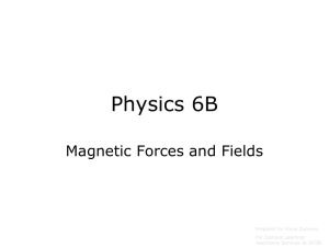 Physics 6B Magnetic Forces and Fields Prepared by Vince Zaccone For Campus Learning