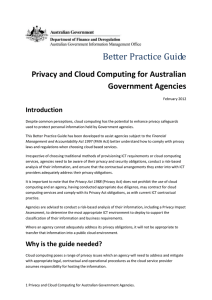 Better Practice Guide Privacy and Cloud Computing for Australian Government Agencies Introduction