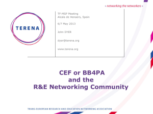 CEF or BB4PA and the R&amp;E Networking Community TF-MSP Meeting