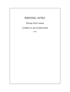 WRITING 107WC  Writing Web Content CURRICULAR GUIDELINES