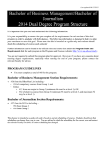 Bachelor of Business Management/Bachelor of Journalism 2014 Dual Degree Program Structure