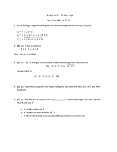 Assignment 2: Boolean Logic Due Date: Feb. 11, 2016