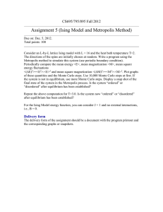 Assignment 5 (Ising Model and Metropolis Method) CS695/795/895 Fall 2012