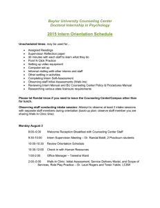 2015 Intern Orientation Schedule Baylor University Counseling Center Doctoral Internship in Psychology