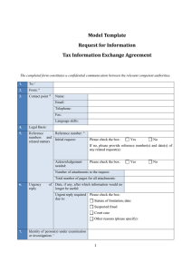 Model Template Request for Information Tax Information Exchange Agreement