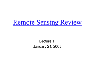 Remote Sensing Review Lecture 1 January 21, 2005