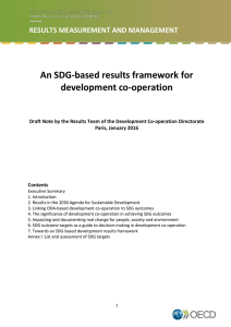 An SDG-based results framework for development co-operation RESULTS MEASUREMENT AND MANAGEMENT