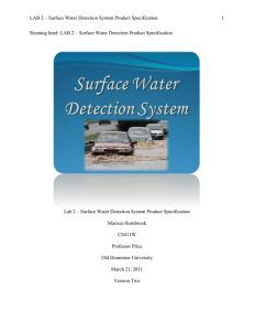 LAB 2 – Surface Water Detection System Product Specification 1