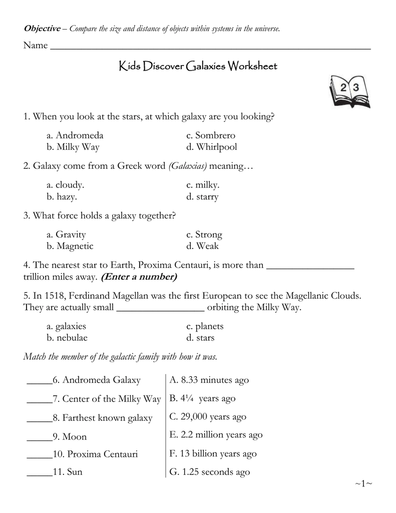 Name Kids Discover Galaxies Worksheet  With Regard To Stars And Galaxies Worksheet Answers