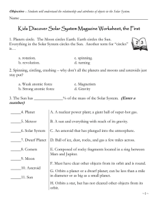 Kids Discover Solar System Magazine Worksheet, the First