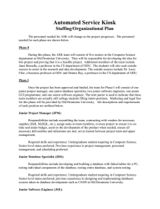 Automated Service Kiosk Staffing/Organizational Plan