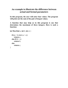 An example to illustrate the difference between actual and formal parameters