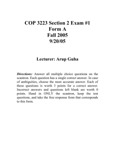COP 3223 Section 2 Exam #1 Form A Fall 2005