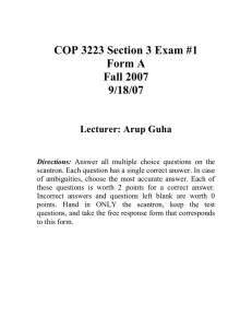 COP 3223 Section 3 Exam #1 Form A Fall 2007