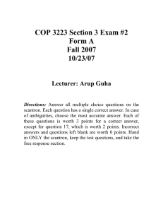 COP 3223 Section 3 Exam #2 Form A Fall 2007