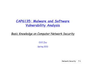 CAP6135: Malware and Software Vulnerability Analysis Basic Knowledge on Computer Network Security