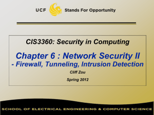 Chapter 6 : Network Security II CIS3360: Security in Computing Cliff Zou