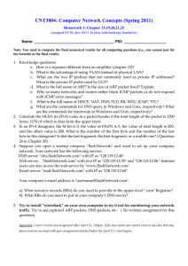 CNT3004: Computer Network Concepts (Spring 2011) Homework 3: Chapter 15,19,20,21,25
