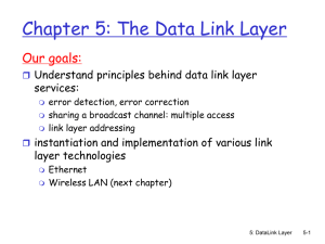 Chapter 5: The Data Link Layer Our goals: