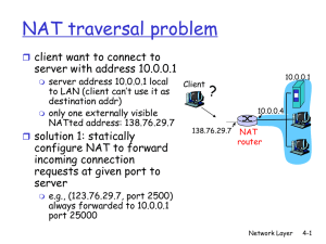 NAT traversal problem ? client want to connect to server with address 10.0.0.1
